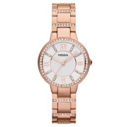 Fossil Virginia Ladies Silver Dial Rose Gold Bracelet - ES3284