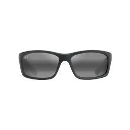 Maui Jim Kanaio Coast 766-02MD Matte Soft Black w White and Blue / Neutral Grey Polarised Lenses