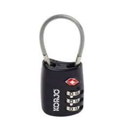 KORJO TSA FLEXI 3 DIAL CABLE COMBINATION LOCK LACK TSA FC