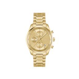 HUGO BOSS GRAND TOUR LADIES 38MM Quartz GOLD DIAL IONIC PLATED THIN GOLD STEEL BRACELET 1502768