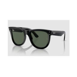 Ray-Ban Reverse 0RBR0501S 6677VR Square Sunglasses, Black/Dark Green