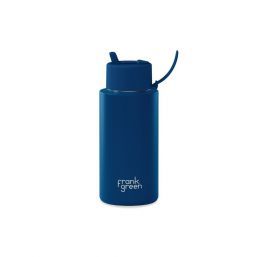 Frank Green 34oz SSC Reusable Bottle Cloud with Flip Straw Lid Deep Ocean