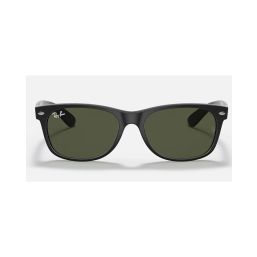 RB2132 Ray-Ban New Wayfarer In Rubber Black With Crystal Green Lenses