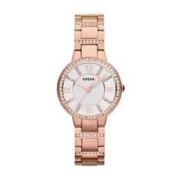 Fossil Virginia Ladies Silver Dial Rose Gold Bracelet - ES3284