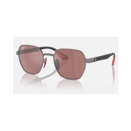Ray-Ban RB3794M Scuderia Ferrari Collection Chromance Square Sunglasses, Gunmetal/Purple Mirrored Silver Polarized