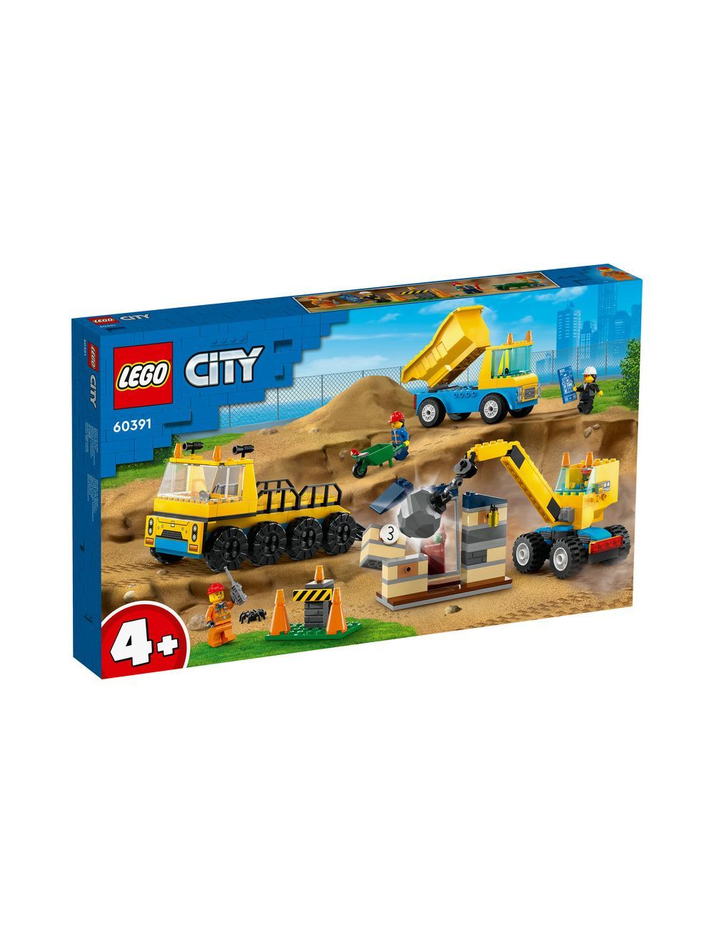 LEGO City Construction Trucks and Wrecking Ball Crane 60391 235 Pieces